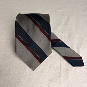 Vintage Robert Talbott The Hub NC Silk Tie Mens Grey Navy Burgundy Repp Stripe